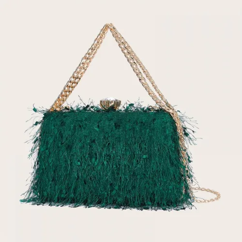 Miniatura 7 de YYW Bolso de mano para mujer, lindo bolso de noche esponjoso, bolso de hombro para banquete de boda, fiesta