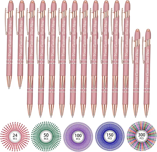 Miniatura 98 de Hasta 500 bolígrafos personalizados a granel, bolígrafo grabado personalizado con punta de lápiz capacitivo, carcasa multicolor retráctil, bolígrafo