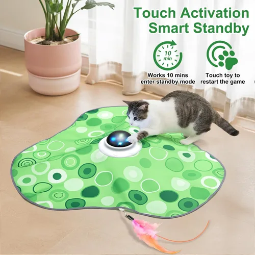 Miniatura 3 de Juguete interactivo para gatos, juguetes para gatos de interior, activado por el tacto, recargable por USB, pluma móvil, para todas las razas, gatos