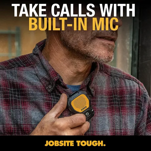 Miniatura 7 de DEWALT Paquete de audio para el sitio de trabajo: auriculares inalámbricos con banda para el cuello y altavoz Bluetooth con clip, batería de 30