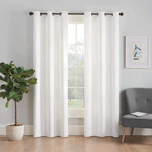 Miniatura 2 de ECLIPSE Cortina de ventana con ojales de microfibra de privacidad total opaca térmica para dormitorio (1 panel), 42" x 95", blanco