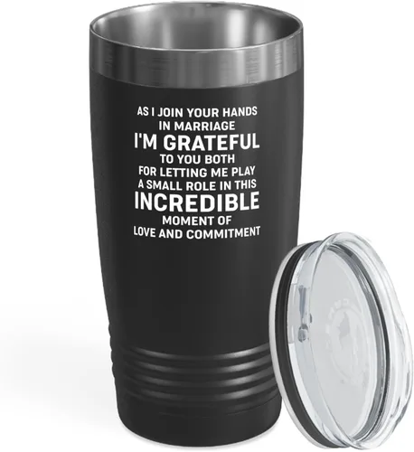 Bride Gift from Officiant Tumbler 20oz Black -Hands Marriage - Bridal Shower Bride To Be Bachelorette Party Newlywed Wedding Officiant Brother
