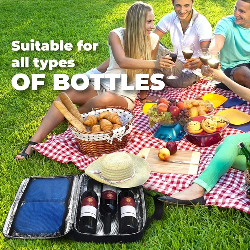 Miniatura 6 de Red Suricata Hielera delgada aislada, ultrafina, plana, pequeña bolsa de almuerzo para 10 latas de bebidas, 2 paquetes de hielo reutilizables Negro
