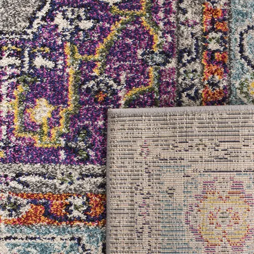 Miniatura 6 de SAFAVIEH Colección Monaco - Alfombra para pasillo, 2.2 x 8 pies, color violeta y azul claro, diseño bohemio chic de medallón envejecido,