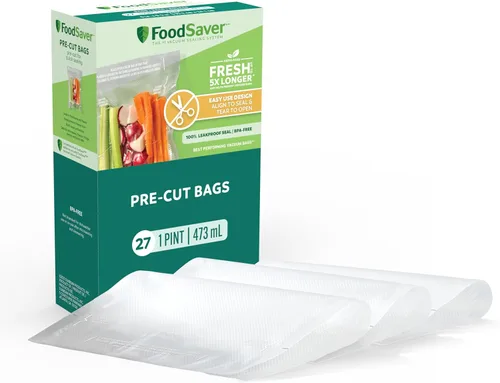 Miniatura 2 de FoodSaver Bolsas de Sellado al Vacío Precortadas de Pinta, Bolsas de Almacenamiento al Vacío de Fácil Uso, Alinear para Sellar y Rasgar para Abrir