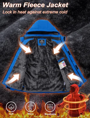 Miniatura 3 de MAGCOMSEN - Abrigos de invierno para hombre, impermeables, con forro polar, parka, con capucha, para esquiar, senderismo, trabajo
