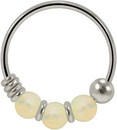 AtoZ Piercing Triple ópalo bola en oro blanco sólido de 9 K calibre 22 aro nariz anillo joyería