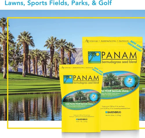 Miniatura 6 de PanAm Bermudagrass Mezcla de semillas de césped con revestimiento de semillas de chaqueta amarilla, mezcla de semillas de césped duradera de acción