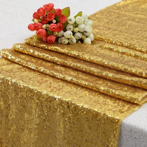 Miniatura 2 de Poise3EHome Camino de mesa de lentejuelas doradas, manteles de mesa brillantes para baby shower, fiesta, boda, decoración de mesa de pastel