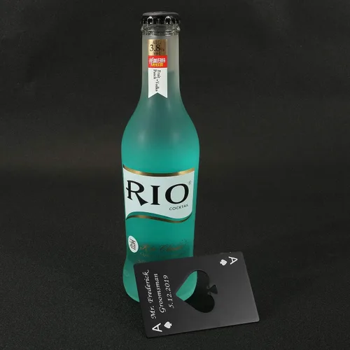 Miniatura 7 de Yoption - Abridor de botellas personalizado, 5 unidades, de acero inoxidable, tamaño de tarjeta de crédito, tapa de abrebotellas de cerveza