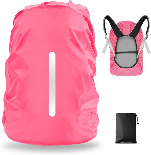 Miniatura 21 de LAMA Paquete de 2 fundas impermeables para mochila, protector reflectante a prueba de lluvia para antipolvo y antirrobo, tamaño M