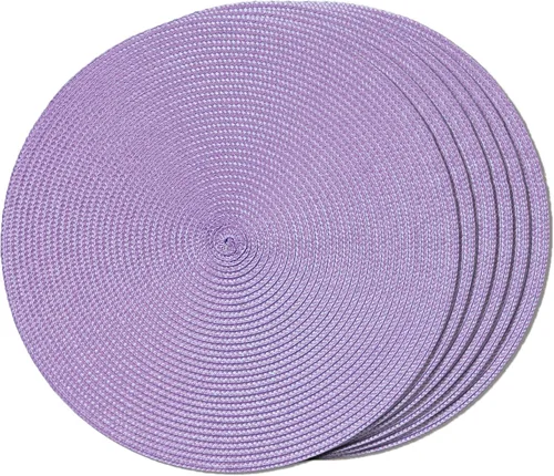 Miniatura 36 de FunWheat Juego de 6 manteles individuales redondos trenzados para mesas de comedor, tejidos, lavables, antideslizantes, de 15 pulgadas