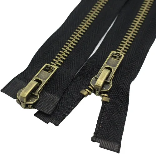 Miniatura 3 de MebuZip #8 - Cremallera separadora de chaqueta de latón antiguo de 30 pulgadas, cremallera de dos vías, cremallera de mano derecha, cremalleras