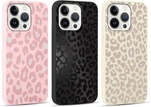 Miniatura 12 de Paquete de 3 Fundas Bonitas con Estampado de Guepardo para iPhone 13/14 de 6.1" Funda de Teléfono, Fundas de Diseño Estético de Leopardo Silicona