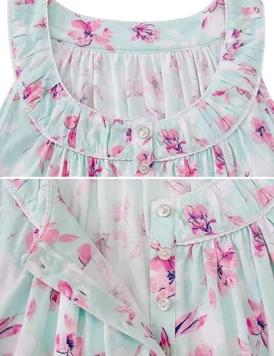 Miniatura 3 de IZZY + TOBY Camisones de algodón para mujer, sin mangas, suave, camisón de noche, camisón largo