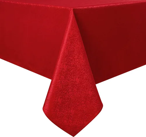 Mantel rectangular de jacquard rojo, diseño exquisito de grano, impermeable y resistente a las arrugas, para fiestas en interiores y exteriores,