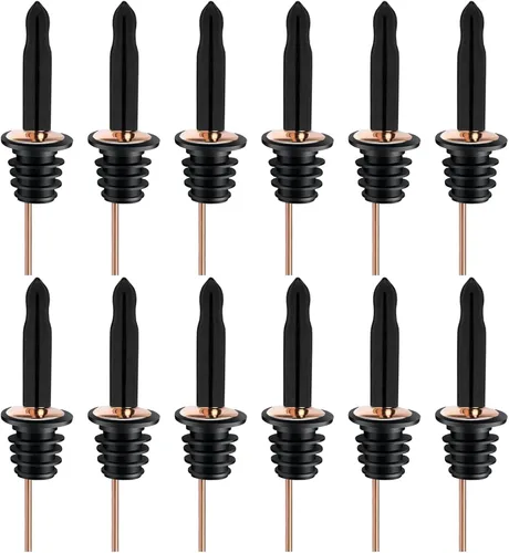 Miniatura 23 de Pafusen Paquete de 12 vertedores de botellas de licor, boquilla para verter licor para botellas de licor, boquilla dispensadora de aceite de oliva
