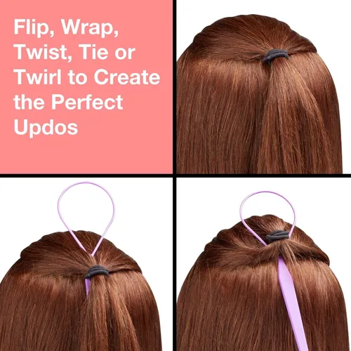 Miniatura 5 de Conair Topsy - Herramienta para el cabello de cola de caballo, incluye kit de peinado incluido - Juego de 5 piezas Negro