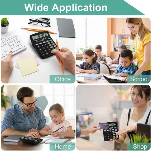 Miniatura 6 de Calculadora de escritorio de oficina - Calculadora financiera simple de doble potencia con botón grande pantalla grande para oficina, hogar y Negro