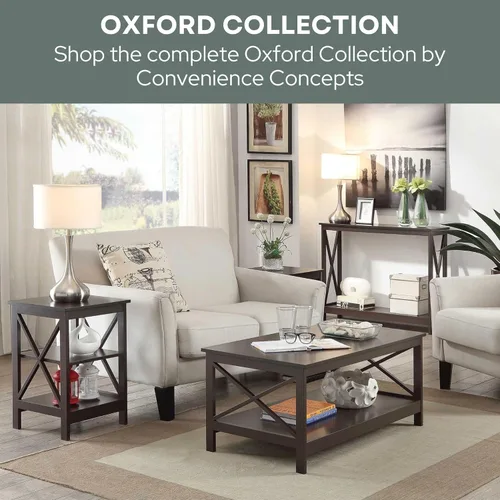 Miniatura 9 de Convenience Concepts - Mesa auxiliar con 1 cajón, color blanco, colección Oxford