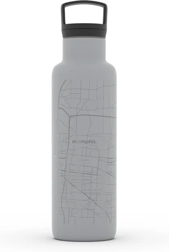 Miniatura 145 de Well Told Botella de agua aislada con mapa de Washington DC grabado, botella de acero inoxidable grabada (21 onzas, blanco) botella aislada de mapa