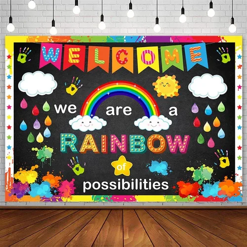 AIBIIN Fondo de 7 x 5 pies con texto en inglés «We are a Rainbow of Posibilitys» («We are a Rainbow of Posibilitys» («We are a Rainbow of Negro