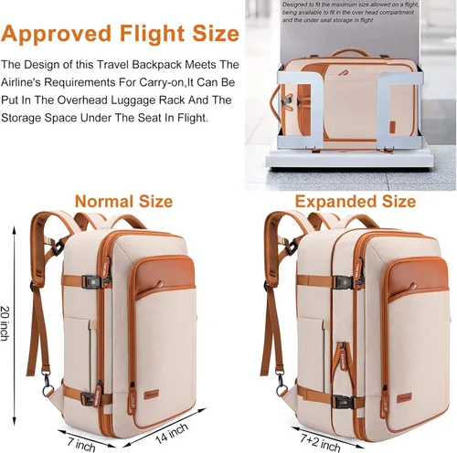 Miniatura 3 de Lumesner - Mochilas de viaje para llevar, extragrandes de 40L, aprobadas para vuelos para hombres y mujeres, mochila de maleta expandible, Classic