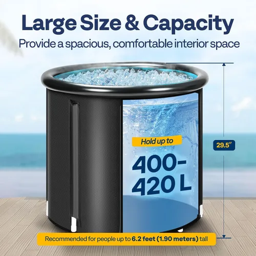 Miniatura 4 de VIVOHOME Bañera de hielo para atletas y amantes del fitness, bañera de inmersión fría portátil de 33.5 pulgadas de diámetro para terapia