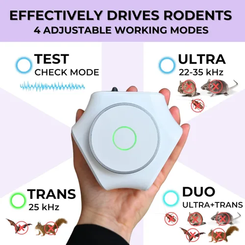 Miniatura 4 de Repelente ultrasónico de plagas para interiores, repelente de ratones para casa, roedores, ratones, ratas, disuasorios, ardillas, murciélagos
