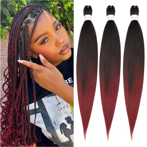 Miniatura 19 de Ubeleco 8 paquetes de cabello trenzado preestirado, 48 pulgadas, cabello trenzado ombré, textura Yaki suave, profesional, sin picazón, ajuste