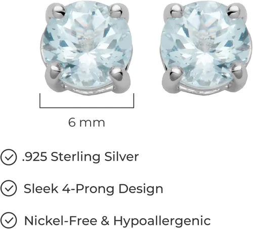 Miniatura 50 de Amazon Essentials Aretes redondos de plata de ley con piedra natal (anteriormente colección Amazon)