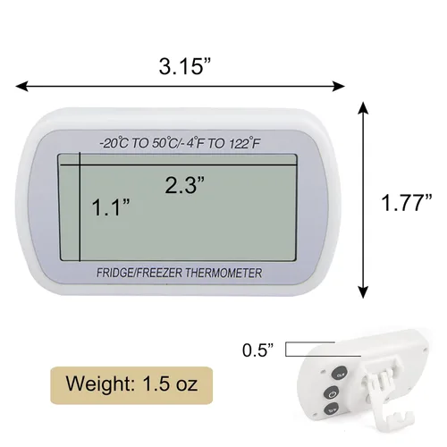 Miniatura 5 de AEVETE Termómetro digital impermeable para refrigerador con pantalla LCD grande, termómetro de sala de congelador con parte trasera magnética, sin