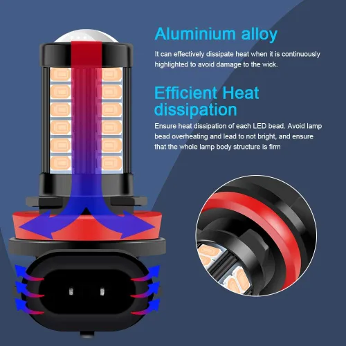 Miniatura 4 de Bombillas LED antiniebla H8 H11 de repuesto para automóviles súper brillantes 6000 K rosa 5730 33SMD para luces de circulación diurna DRL 12 V-2