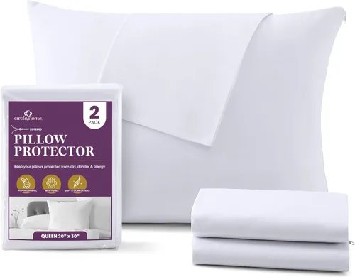Miniatura 39 de CirclesHome Juego de 12 protectores de almohada estándar con cremallera, 100% algodón, transpirables, protegen las almohadas de la suciedad, el 1