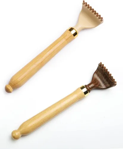 Miniatura 2 de Rascador de espalda extensible portátil, rascador de espalda de bambú para hombres y mujeres, cabeza telescópica autoterapéutica, fácil de alcanzar