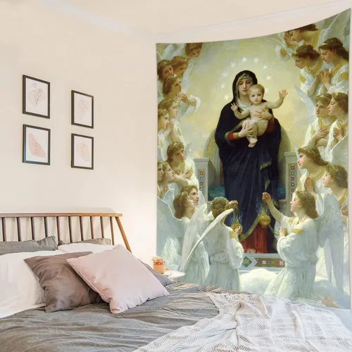 Miniatura 11 de HVEST Tapiz cristiano para colgar en la pared, tapiz navideño para colgar en la pared, tapiz de Jesús para dormitorio, habitación, decoración