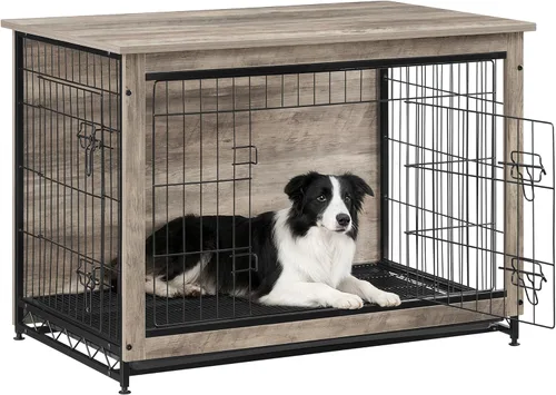 Miniatura 13 de Feandrea Muebles de jaula para perros, mesa auxiliar auxiliar de 38.6 pulgadas, moderna perrera para perros de interior de hasta 70 libras, jaula