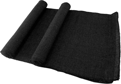 BambooMN Camino de mesa de arpillera vintage de 15 x 88 pulgadas negro para decoración rústica, boda, despedida de soltera, fiesta de graduación,