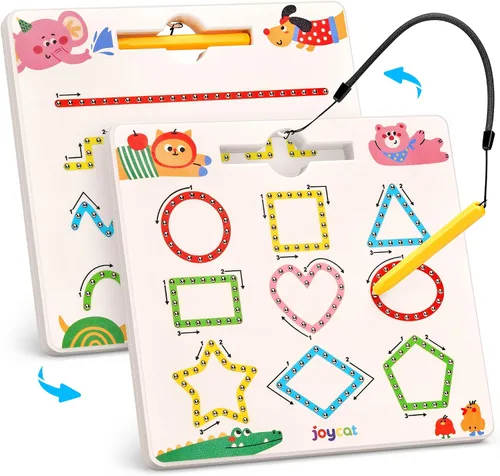 Miniatura 15 de JoyCat Juego de tableros magnéticos de letras y números para trazar, tablero doble cara de alfabeto y números para niños pequeños, práctica de ABC