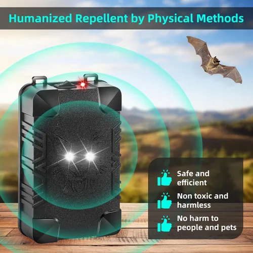 Miniatura 5 de 2 piezas de repelente de roedores bajo el capó con luz estroboscópica y 3 métodos de suministro de energía, repelente ultrasónico profesional