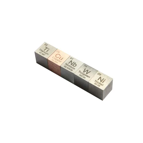 Juego de 5 cubos de elementos de 0.394 pulgadas (0.394 in), tungsteno, niobio, níquel, cobre, titanio, cubos de densidad de hasta un 99.99% de metal