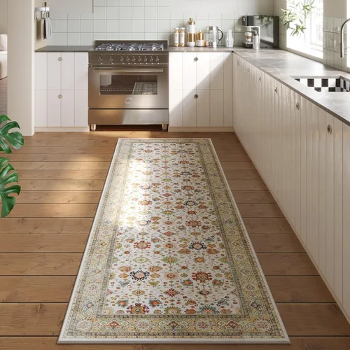 Miniatura 54 de Rugcomf Alfombra de pasillo de 2 x 6 pies, lavable, bohemio, suave, antideslizante, no desprende pelusa, lana sintética, estilo vintage para cocina