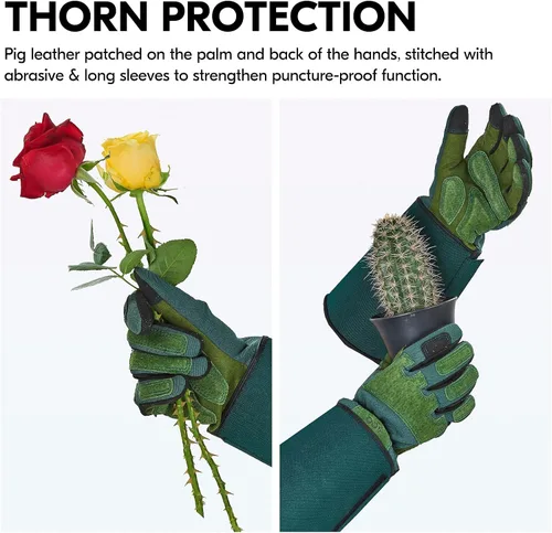Miniatura 2 de Vgo... 1 par de guantes de jardinería, guantes de trabajo de seguridad, guantes de manga larga, a prueba de pinchazos, a prueba de espinas, pantalla
