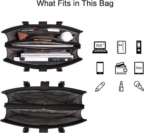 Miniatura 3 de ECOSUSI Bolsa para Laptop para Mujeres 15.6 Pulgadas Bolsas de Trabajo Tipo Tote Cuero PU Bolso de Computadora para Oficina de Negocios con 3