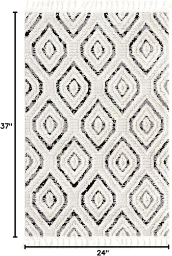 Miniatura 2 de Unique Loom Cherokee Collection Gatlinburg - Alfombra rectangular de 2 x 3 pies 1 pulgada, color blanco y negro