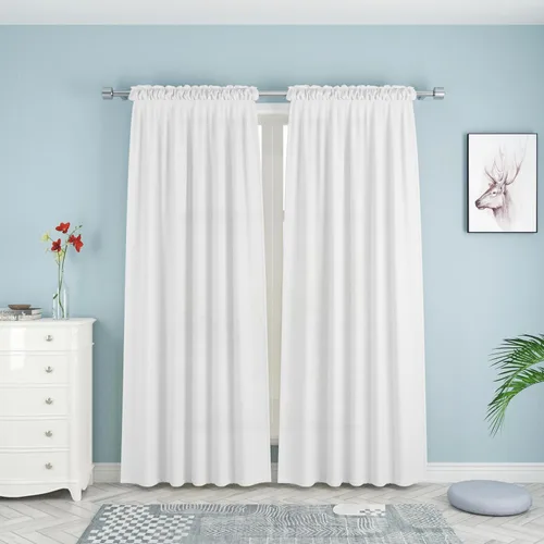 Miniatura 11 de UPOPO Cortinas de Niveles Beige Sobre Fregadero con Textura de Lino para Ventana de Cocina de 16 Pulgadas de Largo Caravana Privacidad Pequeñas