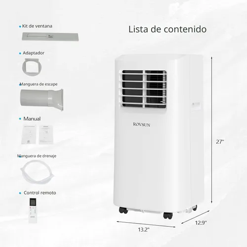 Miniatura 6 de ROVSUN - Aire acondicionado portátil inteligente de 8.000 BTU con WiFi, control remoto y aplicación, enfriador, deshumidificador y ventilador 3
