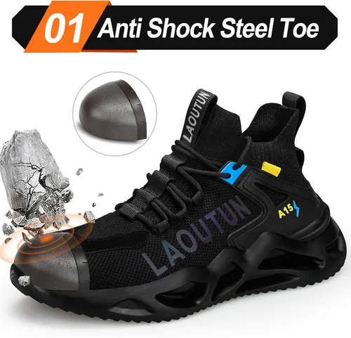 Miniatura 2 de LAoutun Steel Toe Shoes for Men Women Work Shoes Safety Sneakers Shoes Comfortable Lightweight Puncture Proof Slip on Indestructible Work Shoes