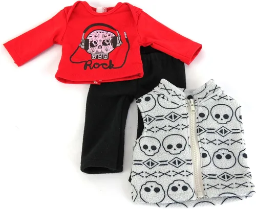 Miniatura 5 de American Fashion World Conjunto de chaleco y pantalones de calavera para niños de 3 piezas para muñecas de 18 pulgadas Calidad premium y diseño