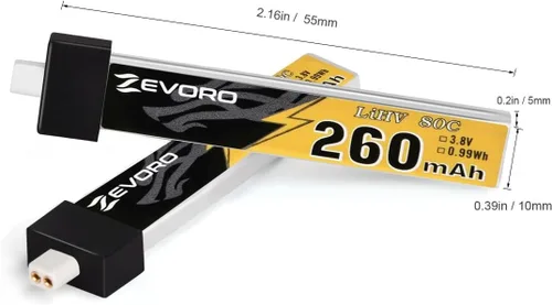 Miniatura 8 de 6pcs 260mAh 1S Lipo Batería 3.8V 80C LiHV Batería con BT2.0 Conector para FPV Tiny Whoop Drone Quadcopter